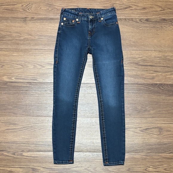 🔥🔥🔥True Religion Dark Blue Women's Mid Rise Super Skinny Jeans Size: 27🔥🔥🔥 - Picture 1 of 5